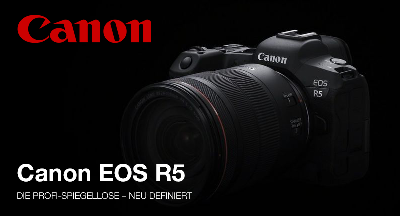 Canon EOS R5 Eine professionelle spiegellose Systemkamera mit Vollformatsensor, die Fotografen und Filmemachern hochauflösende Fotos und 8K-Video bietet.